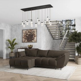 Masseno Narożnik VESTANO z funkcją spania i pojemnikiem na pościel Narozniki L, Rozkładana sofa - Brązowy, MATT VELVET 29