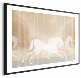 Plakat Pędzące rumaki 90x60 cm z ramą czarną z marginesem ARTGEIST B