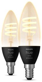 Inteligentne żarówki filamentowe z gwintem E14, 5 W zestaw 2 szt. White ambiance – Philips Hue