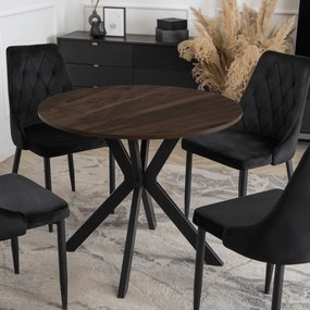 Okrągły stół industrialny Lauren 90 cm, orzech/czarny