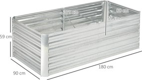 Outsunny Skrzynka na rośliny, Praktyczne wysokie grządki do sadzenia, uprawy i pielęgnacji, Stal, Srebrny