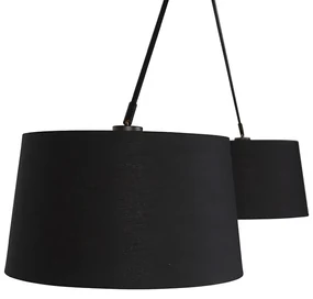 Lampa wisząca regulowana czarna klosz bawełniany czarno-złoty 35cm - Blitz II Nowoczesny Oswietlenie wewnetrzne