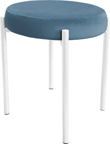 Taboret DIOR stelaż metalowy tkanina Welur : Kolor Stelaża - Biały, Kolor tkaniny - VELVET - MG33, Typ tkaniny - Velvet