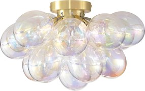 Designerska lampa sufitowa mosiężna z tęczowym szkłem 4-punktowa - Uvas