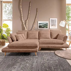 Narożnik MONTE Lewostronny z funkcją spania, pojemnikiem i poduszkami, Sorriso 05 Brązowy WERSAL