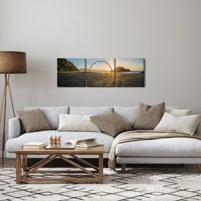 Obraz plaży (z zegarem) (90x30 cm)