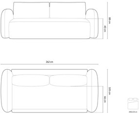 Ciemnoniebieska rozkładana/ze schowkiem sofa z tkaniny szenilowej 262 cm Tonale – Cosmopolitan Design