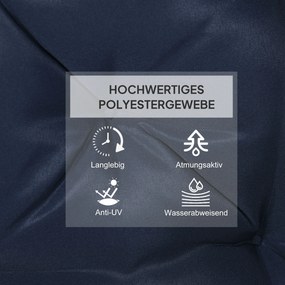 Outsunny Zestaw 2 poduszek, 98 x 50 cm, poduszki na krzesła z taśmami wiążącymi, pokrowiec materiałowy, 8 cm grubości, ciemnoniebieskie | Aosom PL