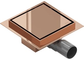 Mexen Flat-Q M13 wpust podłogowy kwadratowy 15 x 15 cm, różowe złoto - 1610015