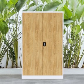 Szafa biurowa metalowa Biały/ Złoty dąb: Eco Design JAN II