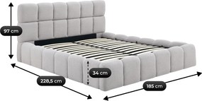 Łóżko Tapicerowane 160x200 cm MURCJA ze Stelażem i Pojemnikiem Dwuosobowe Boucle Szare