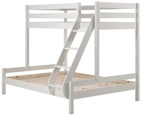 Białe łóżko piętrowe z drewna sosnowego Vipack Pino Martin 140x200/90x200