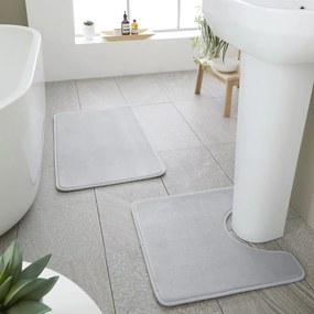 Jasnoszare dywaniki łazienkowe do WC z pianki pamięciowej zestaw 2 szt. 50x80 cm Anti-Bacterial – Catherine Lansfield