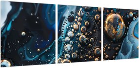 Obraz - Krople atramentu (z zegarem) (90x30 cm)