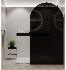 Ścianka prysznicowa WALK IN fix czarna półokrągła 8mm MOLIS Black Oval MASSI | Różne rozmiary : Kolor profili kabiny - złoty szczotkowany, Szerokość ścianki - 80 cm, Typ montażu - WALK in FIX (Do ściany)