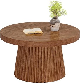 80 cm małe okrągłe stoliki kawowe w stylu wiejskim z żłobkowaną podstawą w kształcie bębna