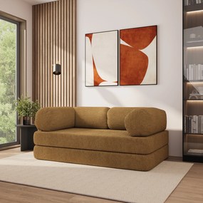 Masseno Sofa piankowa EIREN z funkcją spania, Kanapa z pianki do salonu, Bezmontażowa, Tkanina bucle – Miodowy QUELLE 17
