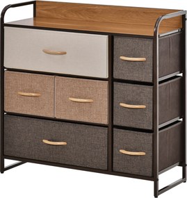 HOMCOM Komoda z 7 szufladami z tkaniny lnianej z metalowym stelażem do salonu, 80x29x78,5 cm | Aosom PL