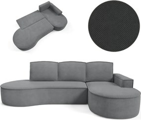 Narożnik MOLLY Prawostronny z funkcją spania, wolnostojący tkanina CURIO 97 Szary