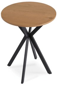 Stół Okrągły LAUREN 60 cm Dąb Złoty/Czarny Loft Nowoczesny