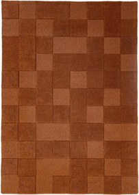 Wełniany dywan tkany ręcznie w kolorze terakoty 200x290 cm Checkerboard – Flair Rugs