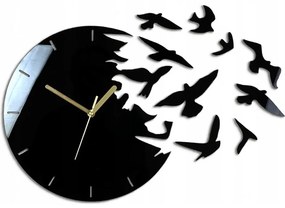 Zegar ścienny okrągły z cichym mechanizmem na ścianę akrylowy z ptakami