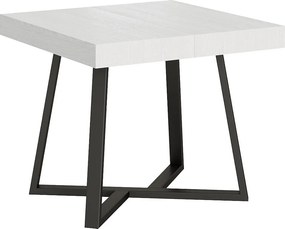 Stół rozkładany 90/194x90 cm Zeplir frassino biała nogi antracytowe