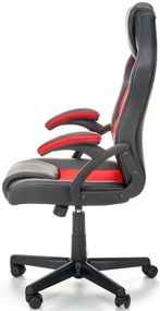 Fotel Gamingowy Tapicerowany Czarny Młodzieżowy + Czerwony A0-H88