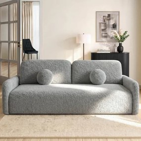 Sofa DUO Rozkładana Dwuosobowa Ciemnoszara Boucle Japandi