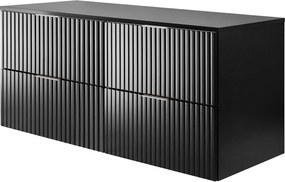 Szafka pod umywalkę, Czarny, 120 (2 x 60) x 57 x 46 cm, uchwyt srebrny + Blat