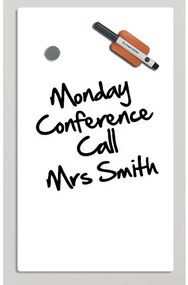 Szklana tablica do pisania na ścianę, magnetyczna, 780 x 480 mm, biała