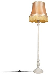 Lampa stojąca szara z abażurem w stylu babci w kolorze złotym - Classico Retro Oswietlenie wewnetrzne
