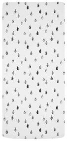 Czarno-białe prześcieradło dziecięce jednoosobowe z satyny bawełnianej z gumką 90x200 cm Bunnies in the Rain – Butter Kings