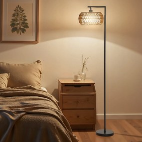 HOMCOM Lampa stojąca LED z podwójnym kloszem, ściemniana z 3 temperaturami barwowymi do salonu, sypialni, biura, Czarny | Aosom PL