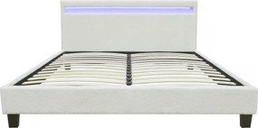 Łóżko z kręconej tkaniny "Maria" z LED 140x190cm - Kremowe