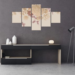 Obraz - Vintage kwiaty i motyle (125x70 cm)