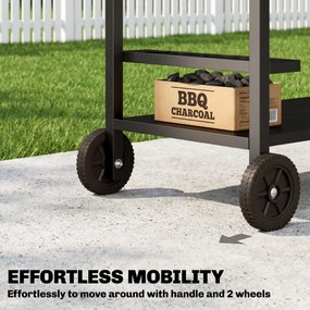 Outsunny Wózek kuchenny na kółkach, stolik serwisowy z haczykami, uchwyt na napoje, metalowy, 97 x 51 x 83 cm Czarny+Brązowy | Aosom PL