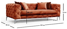 Pomarańczowa aksamitna sofa 197 cm Como – Artie