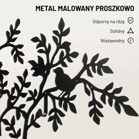 HOMCOM Wieszak ścienny, Montowany na ścianie haczyk na ubrania, Design drzewa z ptakami, Czarny