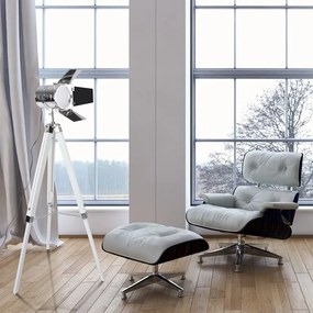 JAGO Lampa podłogowa ze statywem drewnianym, biały mat