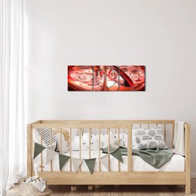 Obraz - czerwone kształty (z zegarem) (90x30 cm)