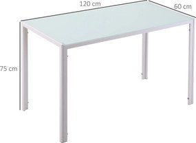 HOMCOM Stół jadalny Stół kuchenny duży stół, nowoczesny design, 120 cm x 60 cm x 75 cm, Biały