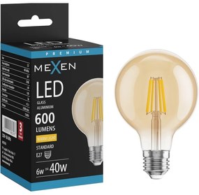 Mexen Vintis żarówka filament LED E27, G80, 6W, Ciepła - 2700K, 400 lm, amber - L155-E27-0627-50