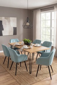 Zestaw 4 turkusowych krzeseł welurowych - Lorviano