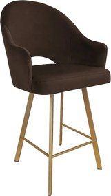 Hoker Velvet krzesło barowe tkanina Welur podstawa metalowa : Kolor nogi - Złota profil, Kolor tkaniny - VELVET - MG05, Typ siedziska - Siedzisko stałe