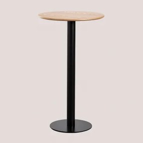Wysoki Okrągły Stół Barowy W Okleinie Jesionowej Frappe Ø60 Cm & Czarny - Sklum