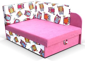 Różowy młodzieżowy rozkładany tapczan w sowy R3-S00