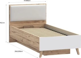 Jednoosobowe łóżko Vankka 4092 z podnoszonym stelażem, 90x200 cm