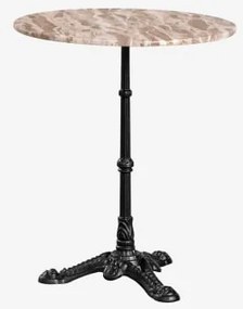 Okrągły Stolik Barowy Ø60cm Z Naturalnego Kamienia Azteca Beżowy Marmur Panther - Czarny - Sklum