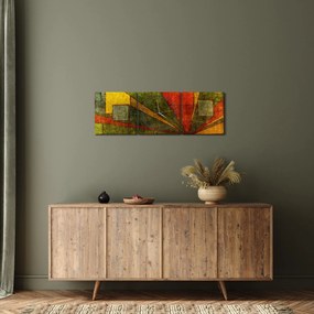 Obraz abstrakcji geometrycznej (z zegarem) (90x30 cm)